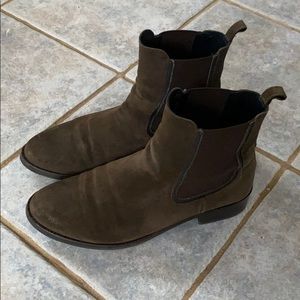 Thursday Duchess Boots in Dark Olive Suede